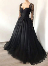 Elegant Sweetheart Long Sleeves Lace Court Train Wedding Dress-Dbrbridal