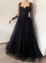 Elegant Sweetheart Long Sleeves Lace Court Train Wedding Dress-Dbrbridal