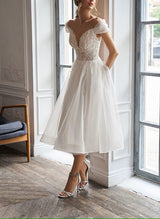 Elegant Sweetheart Long Sleeves Tulle Wedding Dress Appliques Lace-Dbrbridal