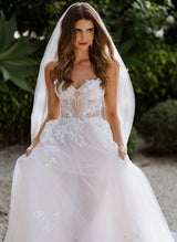 Elegant Sweetheart Retro style Tulle Wedding Dresses Appliques Lace-Dbrbridal
