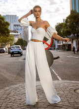 Elegant Sweetheart Sheath Wedding Dress Short Sleeves Floor-Length Hem-Dbrbridal