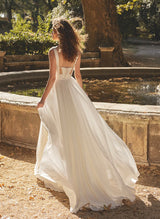 Elegant Sweetheart Sleeveless Boho Garden Wedding Dress Front Split-Dbrbridal