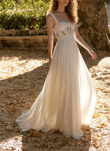 Elegant Sweetheart Sleeveless Boho Garden Wedding Dress Front Split-Dbrbridal