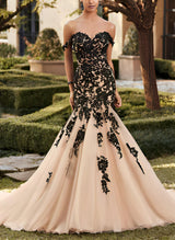 Elegant Sweetheart Sleeveless Court Train Lace Tulle Wedding Dresses Mermaid Fitted Style-Dbrbridal