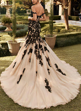 Elegant Sweetheart Sleeveless Court Train Lace Tulle Wedding Dresses Mermaid Fitted Style-Dbrbridal