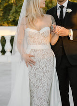 Elegant Sweetheart Sleeveless Lace Wedding Dress Bows-Dbrbridal