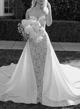 Elegant Sweetheart Sleeveless Lace Wedding Dress Bows-Dbrbridal