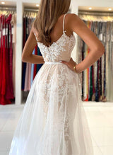 Elegant Sweetheart Sleeveless Lace Wedding Dress-Dbrbridal