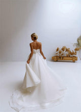 Elegant Sweetheart Sleeveless Organza Sweep Train Wedding Dress-Dbrbridal