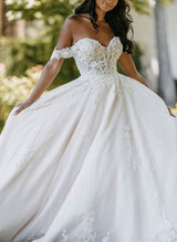 Elegant Sweetheart Sleeveless Sweep Train Wedding Dresses-Dbrbridal