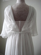 Elegant Wedding Dresses V Neck Half Sleeves Backless Lace Bridal Gown-Dbrbridal