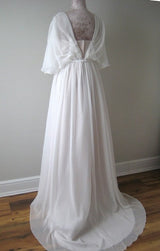 Elegant Wedding Dresses V Neck Half Sleeves Backless Lace Bridal Gown-Dbrbridal