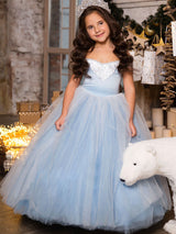 Elsa Square Neck Sleeveless Lace Kids Party Dresses-Dbrbridal