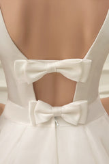 Exclusive Short Wedding Dress Retro Bridal Dress Bateau Sleeveless Reception Bridal Gown-Dbrbridal