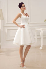 Exclusive Short Wedding Dresses Satin 1950s Retro Bridal Queen Dress-Dbrbridal