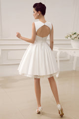 Exclusive Short Wedding Dresses Satin 1950s Retro Bridal Queen Dress-Dbrbridal