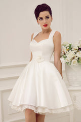 Exclusive Short Wedding Dresses Satin 1950s Retro Bridal Queen Dress-Dbrbridal
