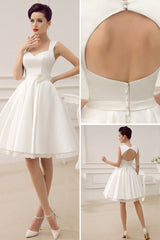 Exclusive Short Wedding Dresses Satin 1950s Retro Bridal Queen Dress-Dbrbridal