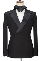 Fabulous Black New Arrival Slim Fit Peaked Lapel Men Suits for Prom-Dbrbridal