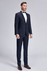 Fabulous Blue Dots Shawl Lapel Wedding Tuxedos Dark Navy Wedding Suits for Men-Dbrbridal