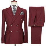 Fabulous Breasted Burgundy Peak Lapel Men's Formal Suit-Dbrbridal