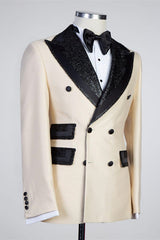 Fabulous Peaked Lapel Double Breasted Bespoke Men Suits-Dbrbridal