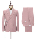 Fabulous Pink Men's Casual Suit for Prom Buckle Button Formal Groomsmen Suit for Wedding-Dbrbridal