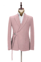 Fabulous Pink Men's Casual Suit for Prom Buckle Button Formal Groomsmen Suit for Wedding-Dbrbridal