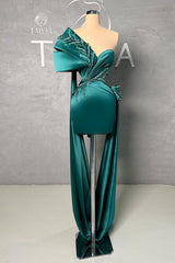 Fabulous Short Green One Shoulder Lace Sleeveless Prom Dress-Dbrbridal