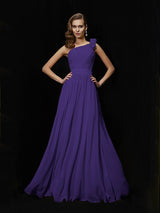 Fabulous Sleeveless One Shoulders Hand-Made Flower Long Chiffon Bridesmaid Dresses-Dbrbridal