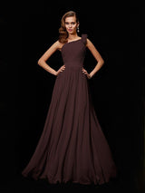 Fabulous Sleeveless One Shoulders Hand-Made Flower Long Chiffon Bridesmaid Dresses-Dbrbridal