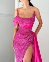 Fashion A-line Satin Sleeveless Halter Pink Evening Gown Long-Dbrbridal