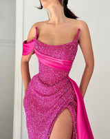 Fashion A-line Satin Sleeveless Halter Pink Evening Gown Long-Dbrbridal