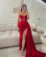 Fashion Long Mermaid Sleeveless Glitter Prom Dress With Slit-Dbrbridal