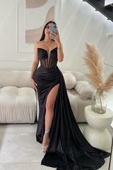 Fashion Long Mermaid Sleeveless Glitter Prom Dress With Slit-Dbrbridal