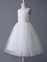 flower girl dress Ivory Lace Tulle Tutu First Communion Dresses Dress Sleeveless Short Kids Dinner Party Dress-Dbrbridal