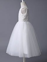 flower girl dress Ivory Lace Tulle Tutu First Communion Dresses Dress Sleeveless Short Kids Dinner Party Dress-Dbrbridal