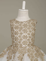 flower girl dress Lace Light Gold Tutu Dress Sleeveless A-line Short Toddler'S Pageant Dress-Dbrbridal