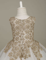 flower girl dress Lace Light Gold Tutu Dress Sleeveless A-line Short Toddler'S Pageant Dress-Dbrbridal