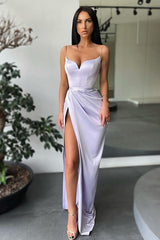 Forest green High-split Long Prom Dress Spaghetti-Straps-Dbrbridal