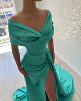 Glamorous Long Off-the-Shoulder Evening Party Gowns Long Slit Online-Dbrbridal
