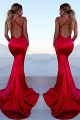 Glamorous Red Halter Chic Lace Up Prom Dresses Sleeveless Ruffles Chic Mermaid Split Evening Dresses-Dbrbridal