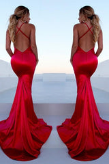 Glamorous Red Halter Chic Lace Up Prom Dresses Sleeveless Ruffles Chic Mermaid Split Evening Dresses-Dbrbridal