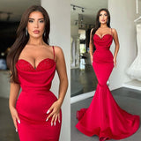 Glamorous Red Mermaid Prom Dress Long On Sale Spaghetti-Straps-Dbrbridal