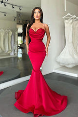 Glamorous Red Mermaid Prom Dress Long On Sale Spaghetti-Straps-Dbrbridal