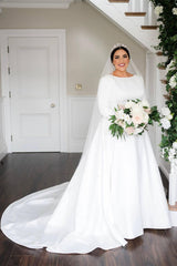 Glorious Amazing Long Sleeves Backless Wedding Gown-Dbrbridal