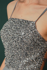 Gorgeous Beadings Silver Party Dress Halter Short Criss-cross Homecoming Dress-Dbrbridal