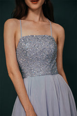 Gorgeous Beadings Silver Party Dress Halter Short Criss-cross Homecoming Dress-Dbrbridal