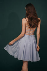 Gorgeous Beadings Silver Party Dress Halter Short Criss-cross Homecoming Dress-Dbrbridal