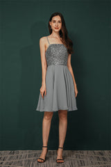 Gorgeous Beadings Silver Party Dress Halter Short Criss-cross Homecoming Dress-Dbrbridal